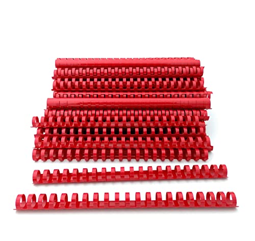 Alevar Binderücken aus Kunststoff, Spiralbindung, 21 Ringe, Durchmesser 19 mm, A4, Kapazität von 121 bis 150 Blatt, Farbe Rot, Packung mit 100 Stück von Alevar