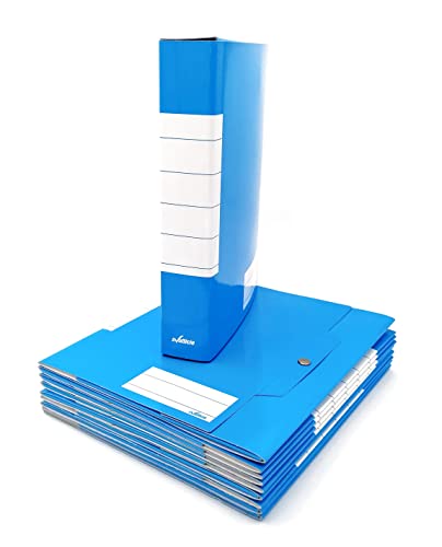 Projektmappe aus beschichtetem Karton, glänzend, Verschluss 3 Knöpfen, Format 25 x 35 cm, Rücken 6 cm, Farbe Blau, Packung mit 10 Stück von Alevar