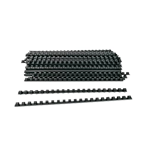 Rücken aus Kunststoff mit Spiralbindung, 21 Ringe, Durchmesser 8 mm, Format A4, Fassungsvermögen 21-40 Blatt, Farbe Schwarz, 100 Stück von Alevar