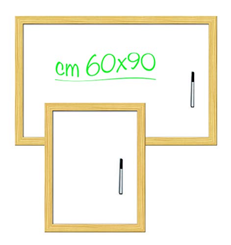 Weiße Tafel mit Holzrahmen mit Marker 60 x 90 cm von Alevar
