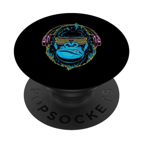 Dj Gorilla Sonnenbrille Kopfhörer Musik PopSockets Klebender PopGrip von Alexamerch Gorilla