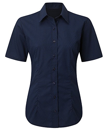 Alexandra STC-NF70DB-20 Bluse mit Muster, 65% Polyester/35% Baumwolle, Größe 46, Marineblau/Blau von Alexandra