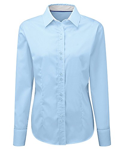 Alexandra STC-NF84PB-20 Damen Langarmshirt, einfarbig, 100% Baumwolle, Größe 46, Hellblau von Alexandra