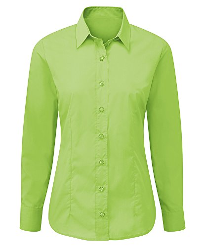Alexandra STC-NF90LM-14 Pflegeleichtes Langarmshirt für Damen, einfarbig, 65% Polyester/35% Baumwolle, Größe 40, limettengrün von Alexandra