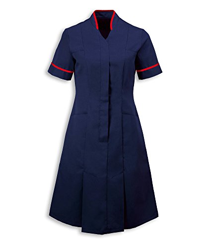 Alexandra al-nf51nr-128t Mandarin Collar Kleid, Uni, groß, roter Paspelierung/Trim, 128 cm Brust (Größe 26), Sailor Navy von Alexandra