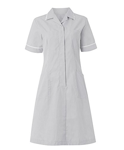 Alexandra al-st312pg-120r Streifen Kleid, Regular, weiß Paspelierung/Trim, 120 cm Brust (Größe 24), Pale Grau/Weiß von Alexandra