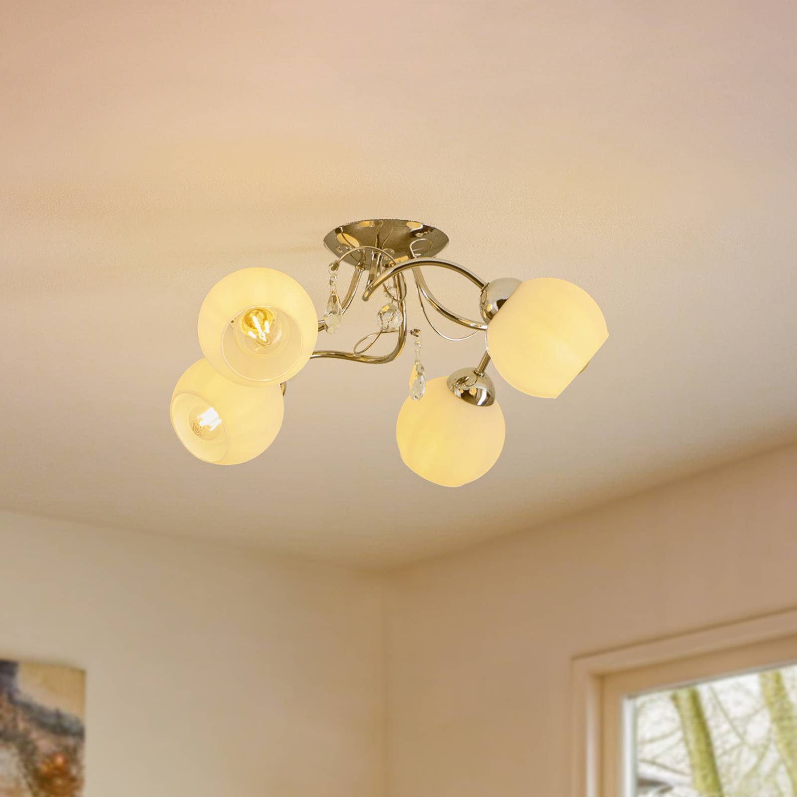 Deckenleuchte Livia Pro, chrom/weiß, vierflammig Deckenleuchte Livia Pro, chrom/weiß, vierflammig von Alfa