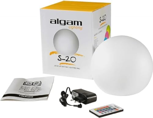 ALGAM LIGHTING - Leuchtende Deko-Kugel - 20cm - LED 16 Farben 4 Modi - Fernbedienung, Leuchtdauer 12H, Wiederaufladbar, Regenfest - Outdoor-Deko Garten, Pool, Bar, Wohnzimmer ALGAM LIGHTING - Leuchtende Deko-Kugel - 20cm - LED 16 Farben 4 Modi - Fernbedienung, Leuchtdauer 12H, Wiederaufladbar, Regenfest - Outdoor-Deko Garten, Pool, Bar, Wohnzimmer von Algam Lighting