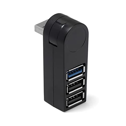 Aliaga Drehbarer Mini-Hub mit 3 Ports, USB 3.0, High-Speed-Datenübertragungsbox, USB-Expander für Laptop, Schwarz von Aliaga