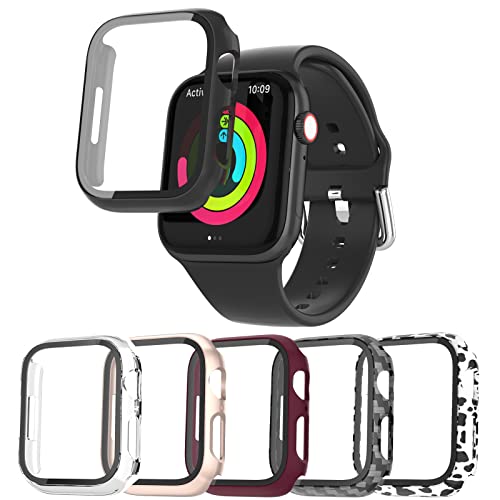 Aliaoce 6 Stück Schutzhülle Kompatibel mit Apple Watch 7 41mm, Vollschutz Hard PC Schutz Hülle Gehäuse mit Gehärtetes Glas Displayschutz HD Ultradünne Kratzfest Case für iWatch 41mm von Aliaoce