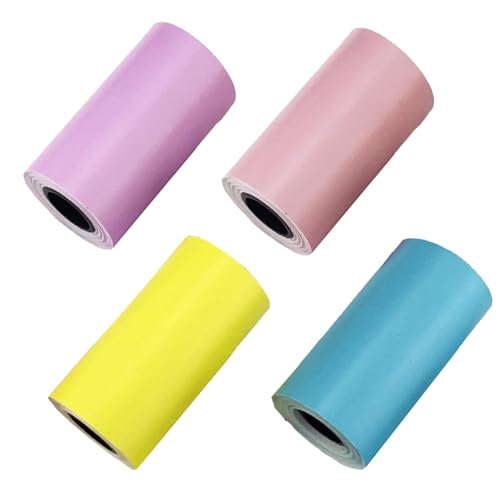 4 bedruckbare Aufkleber-Rollen – farbiges Direkt-Thermopapier, selbstklebend, 57 x 30 mm, für Paperang und Mini Wireless Mobile Instant Drucker (gelb,rosa,blau,violett) von Alicer