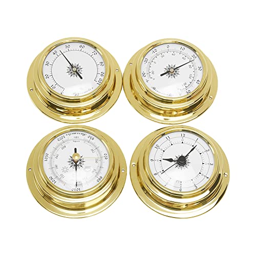 Alicer 4 Stücke Wetterstation Set,Tragbare Marine Wand Barometer Uhr Meter Thermometer Hygrometer Kit Alicer 4 Stücke Wetterstation Set,Tragbare Marine Wand Barometer Uhr Meter Thermometer Hygrometer Kit von Alicer