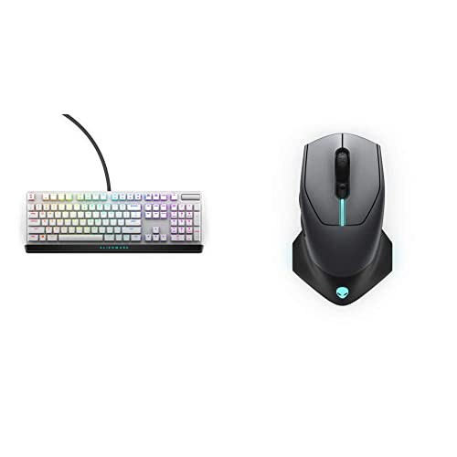Alienware Dell 510K Low-Profile RGB Mechanical Gaming Keyboard - AW510K (Lunar Light) & 610M Wired/Wireless Gaming Mouse - AW610M (Dark Side of The Moon), Grey von Alienware
