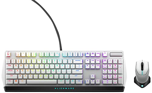 Alienware Dell 510K Low-Profile RGB Mechanical Gaming Keyboard - AW510K (Lunar Light) & Dell 610M Wired/Wireless Gaming Mouse - AW610M (Lunar Light), White von Alienware