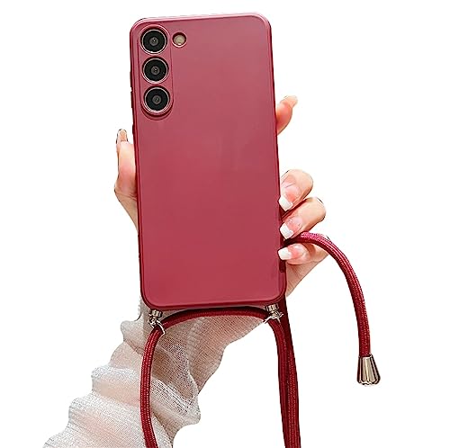 Alihtte Handykette Hülle für Samsung Galaxy S21 FE 5G mit Kordel zum Umhängen Necklace Hülle Ultradünn Silicone Handyhülle mit Band Tasche TPU Bumper Schutzhülle für Galaxy S21 FE 5G, rot von Alihtte