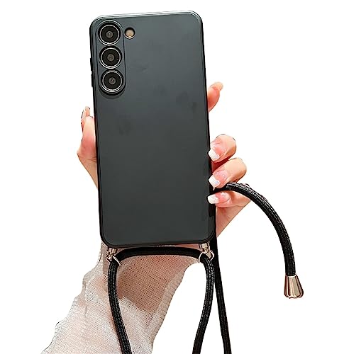 Alihtte Handykette Hülle für Samsung Galaxy S21 FE 5G mit Kordel zum Umhängen Necklace Hülle Ultradünn Silicone Handyhülle mit Band Tasche TPU Bumper Schutzhülle für Galaxy S21 FE 5G, schwarz von Alihtte