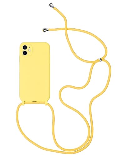 Alihtte Handykette Hülle mit Armband für iPhone 11, Hülle für iPhone 11 Silikon Seil Necklace Handyhülle mit Kordel zum Umhängen Tasche Bumper Schutzhülle für iPhone 11 gelb von Alihtte
