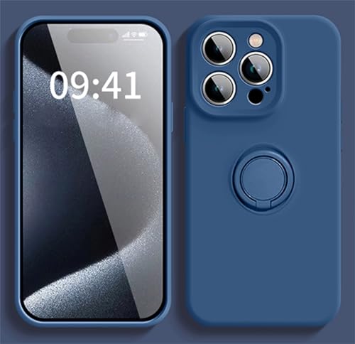 Alihtte Hülle für iPhone 16 Plus, Handyhülle Slim weiche TPU Silikon Case Cover mit 360 Grad Ring Ständer Stoßfest Kratzfest Hülle für iPhone 16 Plus 6.7 Zoll blau von Alihtte