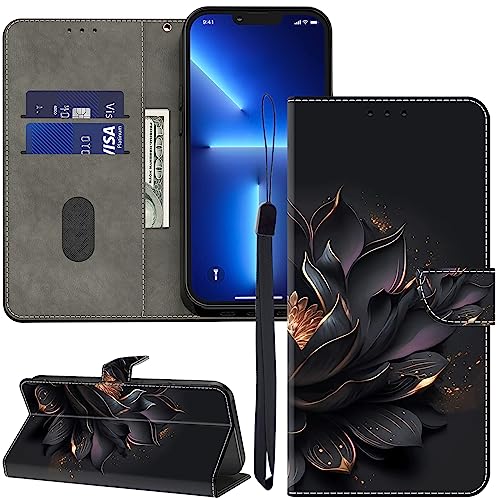 ALILANG Schutzhülle für LG G7 ThinQ mit Kreditkartenfach, Klappbuch, PU-Leder, magnetische Schutzhülle für LG G7 ThinQ, lila Lotus von Alilang