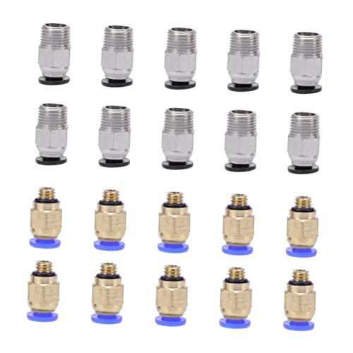 Alipis 20 Stücke 3D Drucker Push Fitting Kit Schnell Gerade Pneumatische Stecker 3D Drucker Pneumatische Stecker Goldene von Alipis