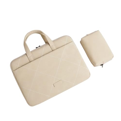Aliuciku 13,3 14 15,6 Zoll Laptop Aktentasche Handtasche Notebook Tasche Hülle Damen Laptoptasche (Color : Beige-B, Size : 15.6-16 inch) von Aliuciku