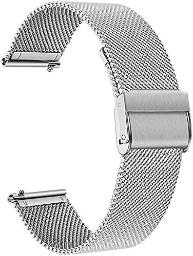 Aliwisdom Ersatz Uhrenarmband 18mm für Smartwatch oder Traditionelle Uhren, Universal Ersatzarmbänder 18 mm Edelstahl Metall Mesh Schnellverschluss Armband für Herren Damen (18 mm, Silber) von Aliwisdom