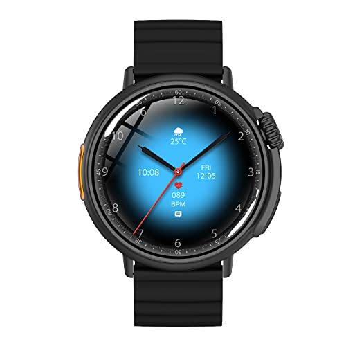 Aliwisdom Smartwatch für Herren Damen, 1,6 Zoll AMOLED Rund Sport Smart Watch Wasserdicht Fitness Tracker für iOS Android Mit Bluetooth telefonieren & Whatsapp Funktion (Schwarz) von Aliwisdom