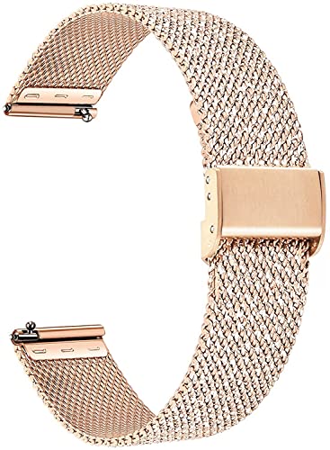 Aliwisdom Universal Ersatzarmbänder für Smartwatch 18mm 20mm 22mm, Smartwatch Zubehör Uhrenarmband Ersatz Watch Strap Edelstahl Metall Mesh Ersatzarmband Schnellverschluss Armband (18 mm, Roségold) von Aliwisdom