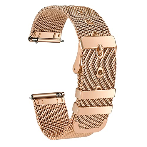 Aliwisdom Universal Ersatzarmbänder für Smartwatch 18mm 20mm 22mm, Smartwatch Zubehör Uhrenarmband Ersatz Watch Strap Edelstahl Metall Mesh Ersatzarmband Schnellverschluss Armband (18 mm, Roségold) von Aliwisdom