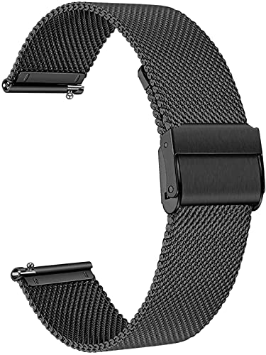 Aliwisdom Universal Ersatzarmbänder für Smartwatch 18mm 20mm 22mm, Smartwatch Zubehör Uhrenarmband Ersatz Watch Strap Edelstahl Metall Mesh Ersatzarmband Schnellverschluss Armband (18 mm, Schwarz) von Aliwisdom