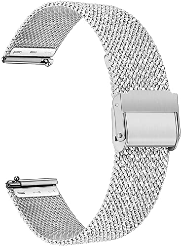 Aliwisdom Universal Ersatzarmbänder für Smartwatch 18mm 20mm 22mm, Smartwatch Zubehör Uhrenarmband Ersatz Watch Strap Edelstahl Metall Mesh Ersatzarmband Schnellverschluss Armband (18 mm, Silber) von Aliwisdom