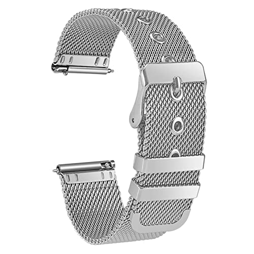 Aliwisdom Universal Ersatzarmbänder für Smartwatch 18mm 20mm 22mm, Smartwatch Zubehör Uhrenarmband Ersatz Watch Strap Edelstahl Metall Mesh Ersatzarmband Schnellverschluss Armband (20 mm, Silber) von Aliwisdom