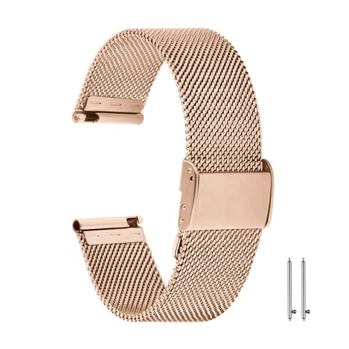 Aliwisdom Universal Ersatzarmbänder für Smartwatch 18mm 20mm 22mm, Smartwatch Zubehör Uhrenarmband Ersatz Watch Strap Edelstahl Metall Mesh Ersatzarmband Schnellverschluss Armband (Roségold, 18 mm) von Aliwisdom