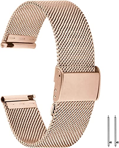 Aliwisdom Universal Ersatzarmbänder für Smartwatch 18mm 20mm 22mm, Smartwatch Zubehör Uhrenarmband Ersatz Watch Strap Edelstahl Metall Mesh Ersatzarmband Schnellverschluss Armband (Roségold, 18 mm) von Aliwisdom