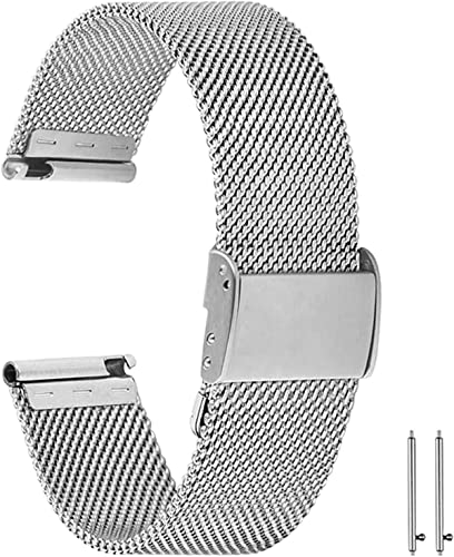 Aliwisdom Universal Ersatzarmbänder für Smartwatch 18mm 20mm 22mm, Smartwatch Zubehör Uhrenarmband Ersatz Watch Strap Edelstahl Metall Mesh Ersatzarmband Schnellverschluss Armband (Silber, 18 mm) von Aliwisdom