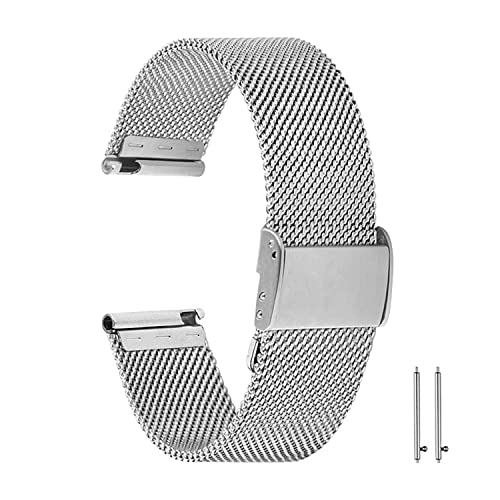 Aliwisdom Universal Ersatzarmbänder für Smartwatch 18mm 20mm 22mm, Smartwatch Zubehör Uhrenarmband Ersatz Watch Strap Edelstahl Metall Mesh Ersatzarmband Schnellverschluss Armband (Silber, 22 mm) von Aliwisdom