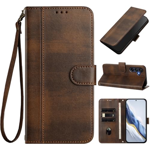 Alkax Schutzhülle für Samsung Galaxy A16 5G, Brieftasche, Kartenfächer, Handschlaufe, Handyhüllen, Ständer, magnetisch, PU-Leder, Flip-Schutzhülle, stoßfest, für Damen und Herren, Braun Alkax Schutzhülle für Samsung Galaxy A16 5G, Brieftasche, Kartenfächer, Handschlaufe, Handyhüllen, Ständer, magnetisch, PU-Leder, Flip-Schutzhülle, stoßfest, für Damen und Herren, Braun von Alkax
