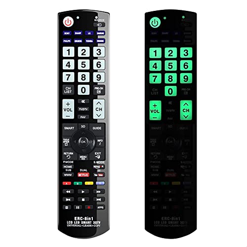 Alkia Universal-Fernbedienung für Panasonic, Samsung, LG, Sony, Toshiba, Sharp, Philips, Grundig TV/Learn/HDTV / 3D / LCD/LED - KEIN Setup erforderlich (im Dunkeln Leuchtend) von Alkia