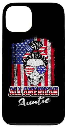 All American Auntie Patriotic Messy Bun Skull USA 4th July Hülle für iPhone 13 All American Auntie Patriotic Messy Bun Skull USA 4th July Hülle für iPhone 13 von All American 4th of July Matching Family