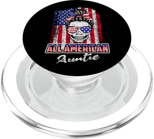 All American Auntie Patriotic Messy Bun Skull USA 4th July PopSockets PopGrip für MagSafe All American Auntie Patriotic Messy Bun Skull USA 4th July PopSockets PopGrip für MagSafe von All American 4th of July Matching Family