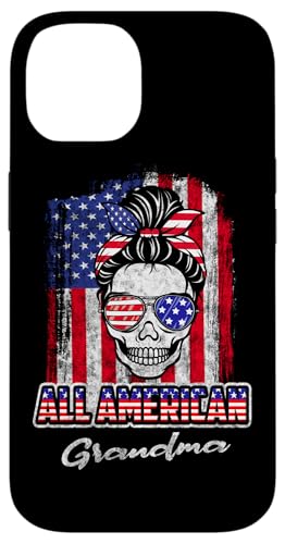 All American Grandma Patriotic Messy Bun Skull 4th Of July Hülle für iPhone 14 All American Grandma Patriotic Messy Bun Skull 4th Of July Hülle für iPhone 14 von All American 4th of July Matching Family