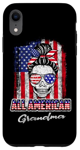 All American Grandma Patriotic Messy Bun Skull 4th Of July Hülle für iPhone XR All American Grandma Patriotic Messy Bun Skull 4th Of July Hülle für iPhone XR von All American 4th of July Matching Family