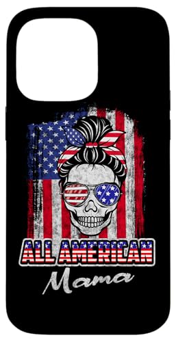All American Mama Patriotic Messy Bun Skull USA 4th of July Hülle für iPhone 14 Pro Max All American Mama Patriotic Messy Bun Skull USA 4th of July Hülle für iPhone 14 Pro Max von All American 4th of July Matching Family