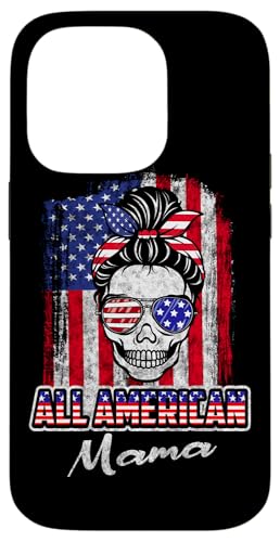 All American Mama Patriotic Messy Bun Skull USA 4th of July Hülle für iPhone 14 Pro All American Mama Patriotic Messy Bun Skull USA 4th of July Hülle für iPhone 14 Pro von All American 4th of July Matching Family