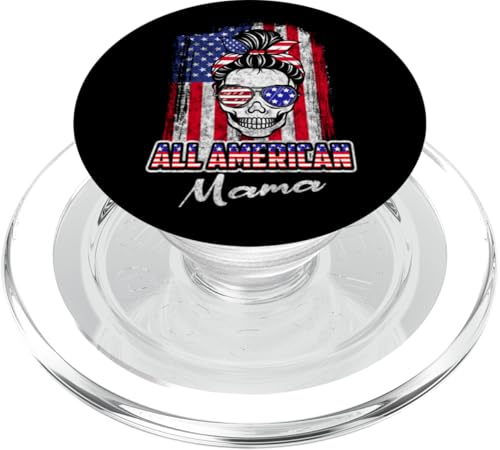 All American Mama Patriotic Messy Bun Skull USA 4th of July PopSockets PopGrip für MagSafe All American Mama Patriotic Messy Bun Skull USA 4th of July PopSockets PopGrip für MagSafe von All American 4th of July Matching Family