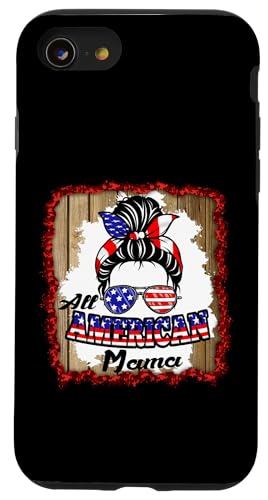 All American Mama Patriotic Messy Bun Usa Flag 4th of July Hülle für iPhone SE (2020) / 7 / 8 von All American 4th of July Matching Family