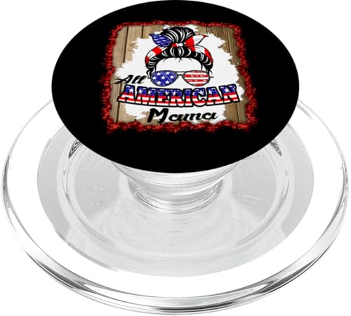 All American Mama Patriotic Messy Bun Usa Flag 4th of July PopSockets PopGrip für MagSafe All American Mama Patriotic Messy Bun Usa Flag 4th of July PopSockets PopGrip für MagSafe von All American 4th of July Matching Family