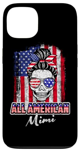 All American Mimi Patriotic Messy Bun Skull USA 4th Of July Hülle für iPhone 13 von All American 4th of July Matching Family
