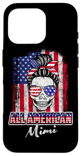 All American Mimi Patriotic Messy Bun Skull USA 4th Of July Hülle für iPhone 16 Pro All American Mimi Patriotic Messy Bun Skull USA 4th Of July Hülle für iPhone 16 Pro von All American 4th of July Matching Family