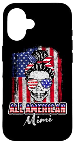 All American Mimi Patriotic Messy Bun Skull USA 4th Of July Hülle für iPhone 16 All American Mimi Patriotic Messy Bun Skull USA 4th Of July Hülle für iPhone 16 von All American 4th of July Matching Family